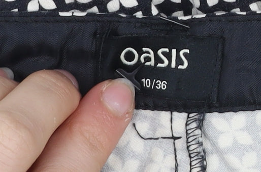 Oasis Women’s Black Geometric Slim Trousers Size 10