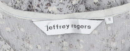 Jeffrey Rogers Women’s Grey Floral Shift Dress Size 12 Sleeveless