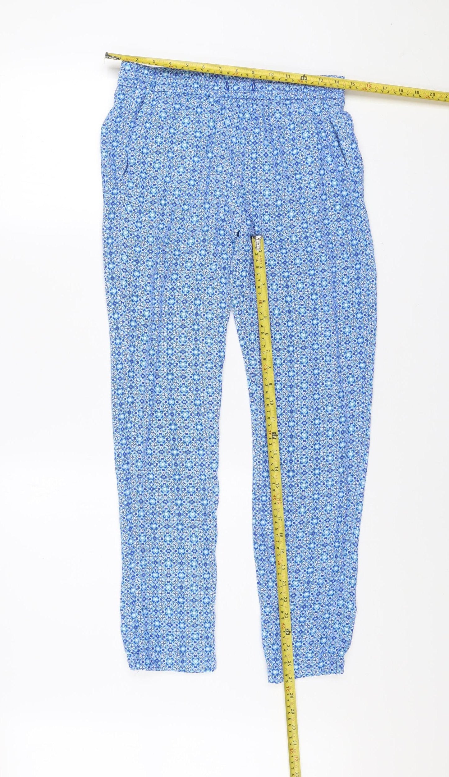GAP Women’s Blue XS Geometric Print Polyester Jogger Trousers
