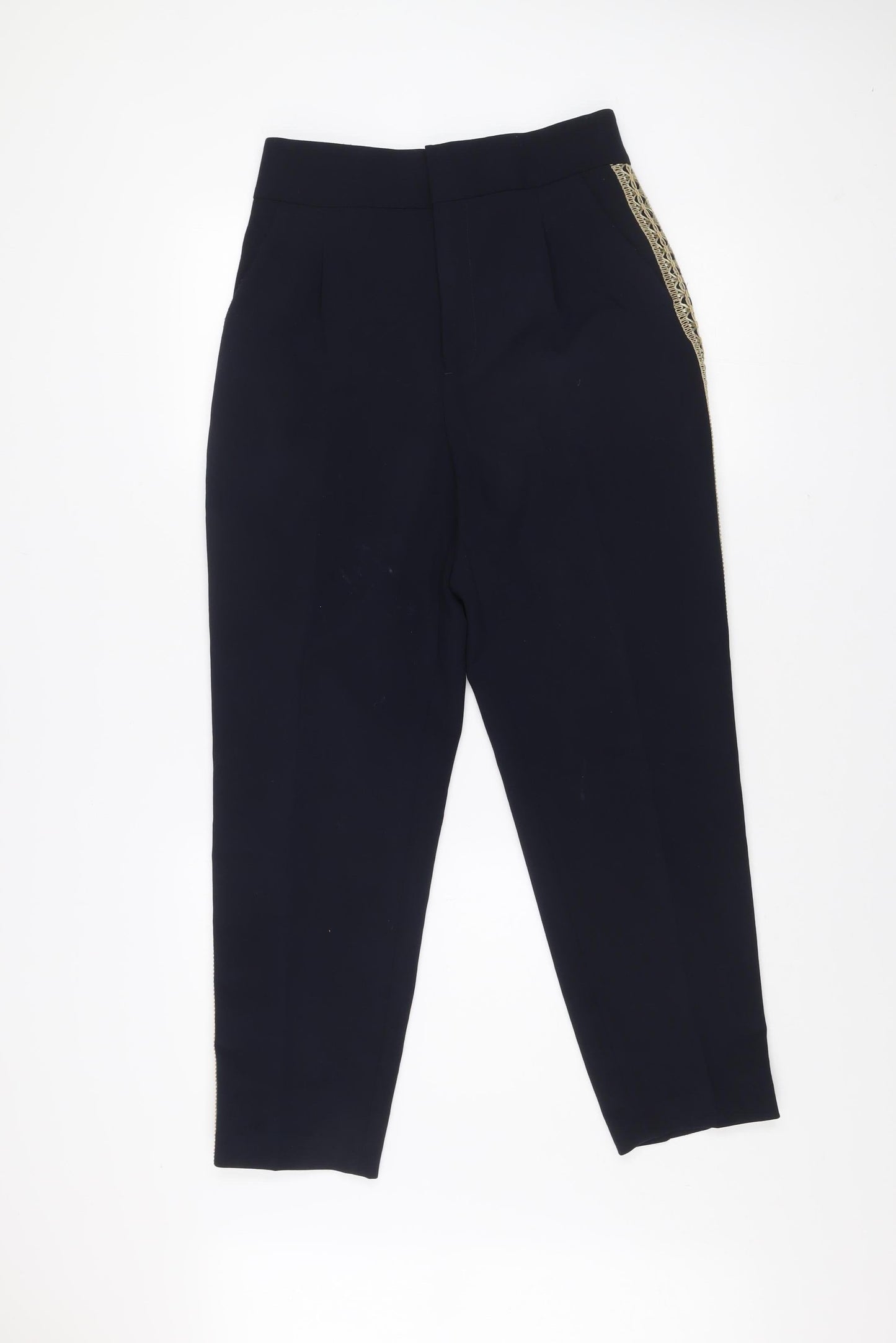 Zara Basic Women’s Blue Embroidered Slim Trousers Size 12