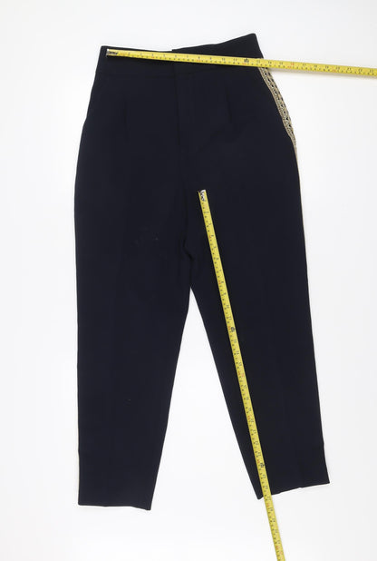 Zara Basic Women’s Blue Embroidered Slim Trousers Size 12