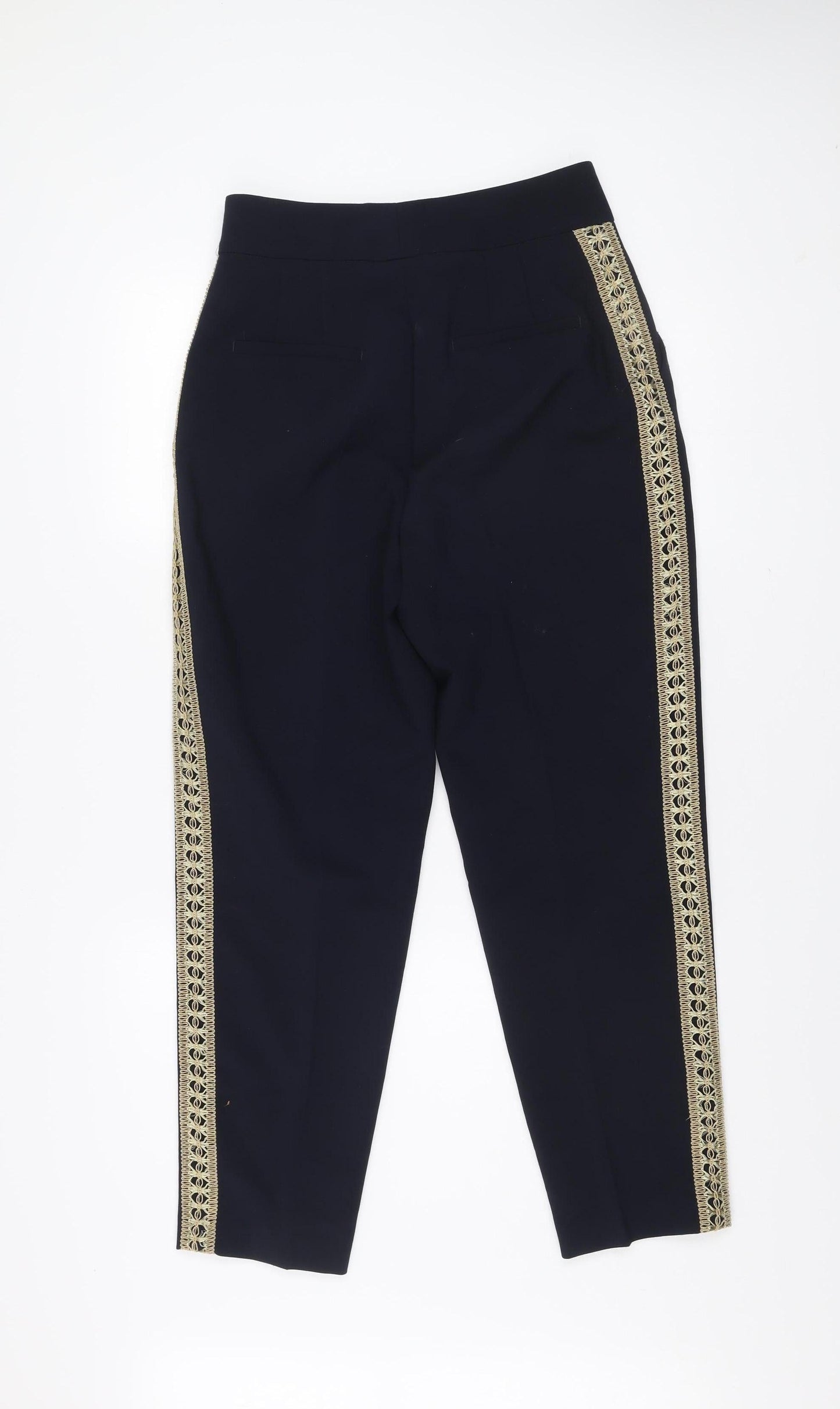 Zara Basic Women’s Blue Embroidered Slim Trousers Size 12