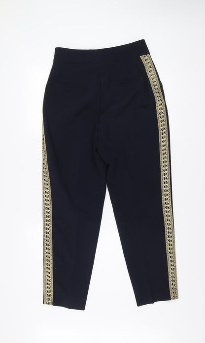 Zara Basic Women’s Blue Embroidered Slim Trousers Size 12