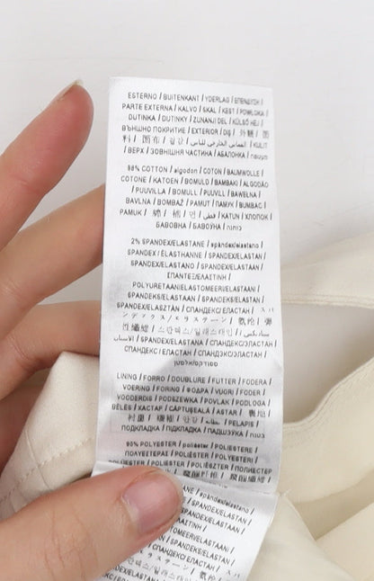 Guess Women Ivory Cropped Blouse M Cotton Lace Zip