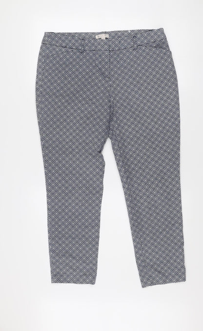 Lila Rose Womens Blue Geometric Slim Fit Trousers Size 14