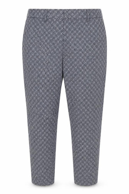 Lila Rose Womens Blue Geometric Slim Fit Trousers Size 14
