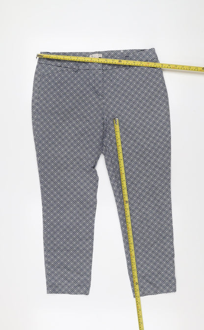 Lila Rose Womens Blue Geometric Slim Fit Trousers Size 14
