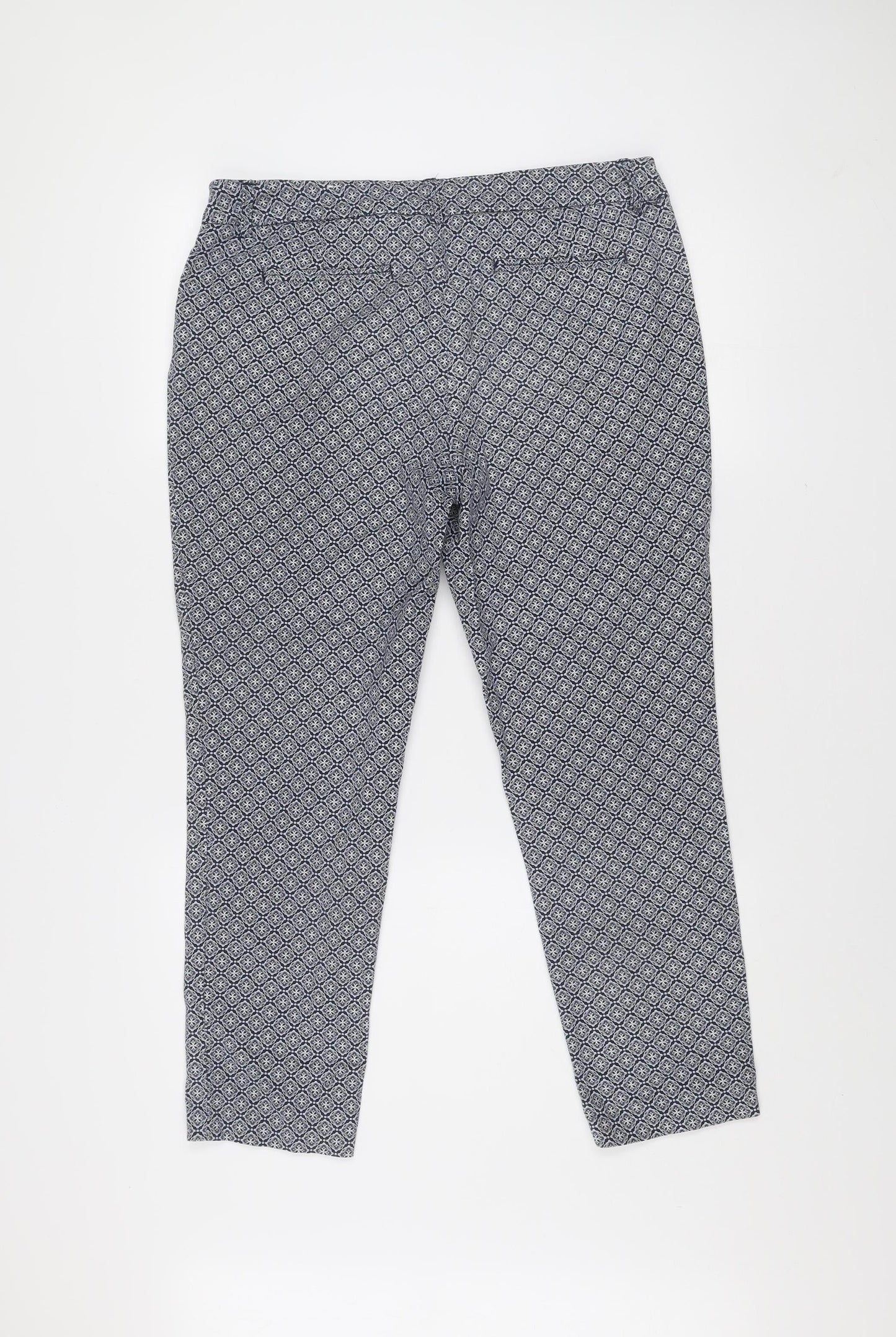 Lila Rose Womens Blue Geometric Slim Fit Trousers Size 14