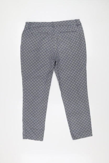 Lila Rose Womens Blue Geometric Slim Fit Trousers Size 14