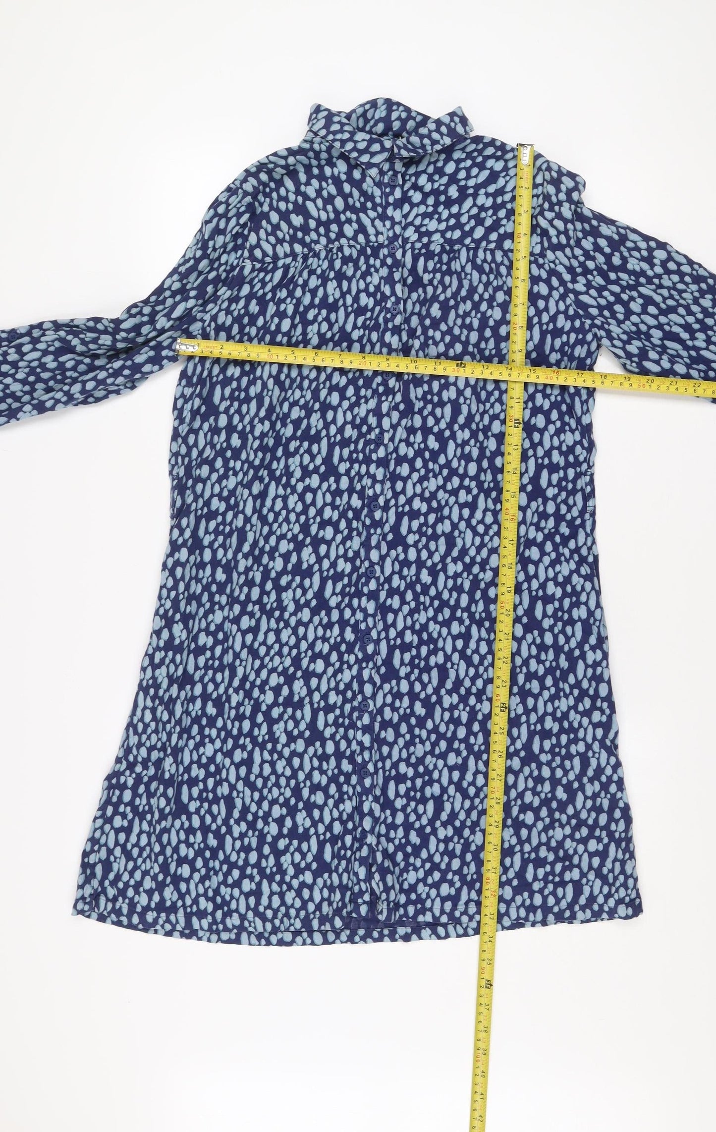 Fat Face Women’s Blue Shirt Dress UK 12 Long Sleeve Cotton Viscose