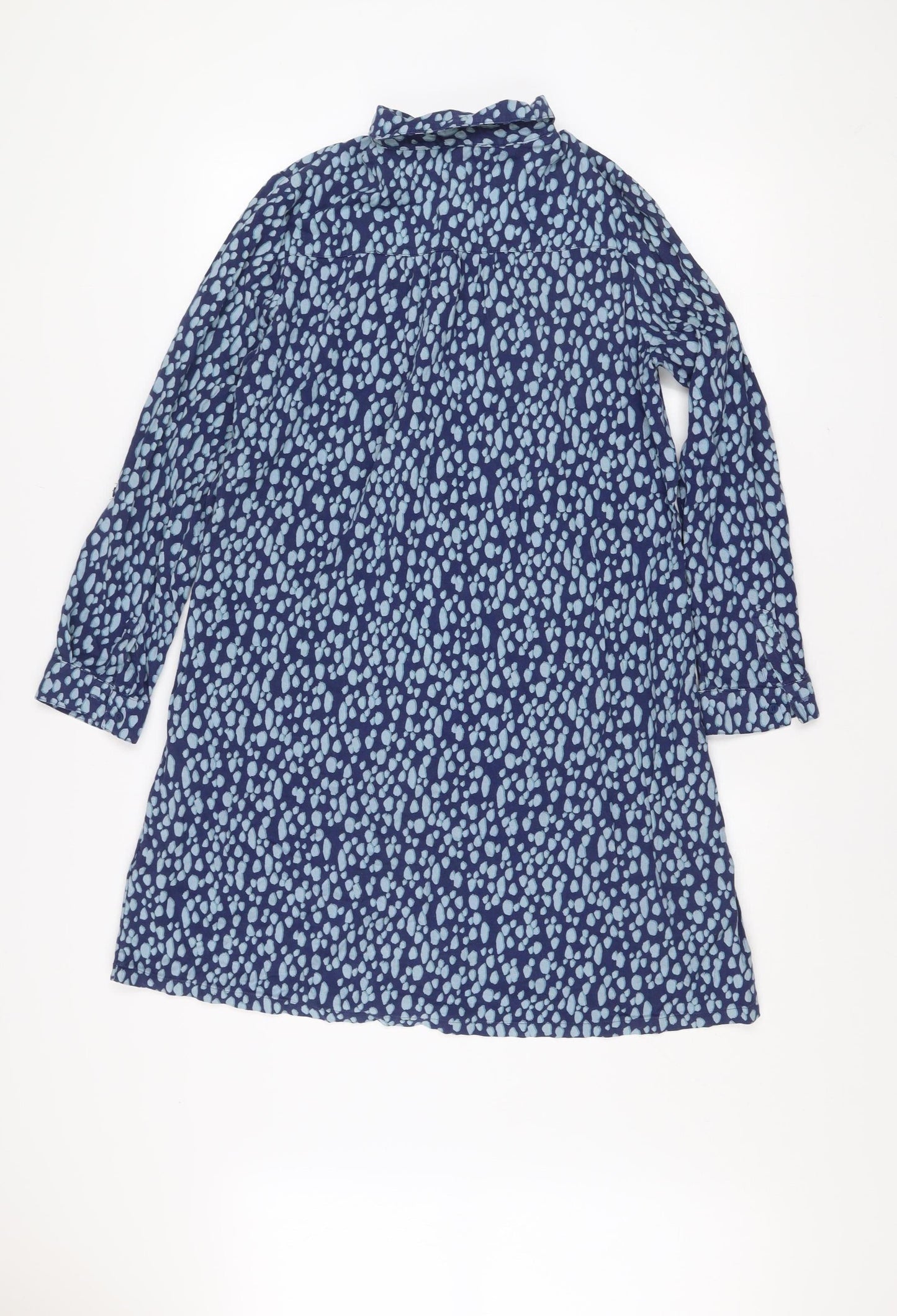 Fat Face Women’s Blue Shirt Dress UK 12 Long Sleeve Cotton Viscose