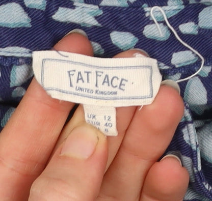 Fat Face Women’s Blue Shirt Dress UK 12 Long Sleeve Cotton Viscose