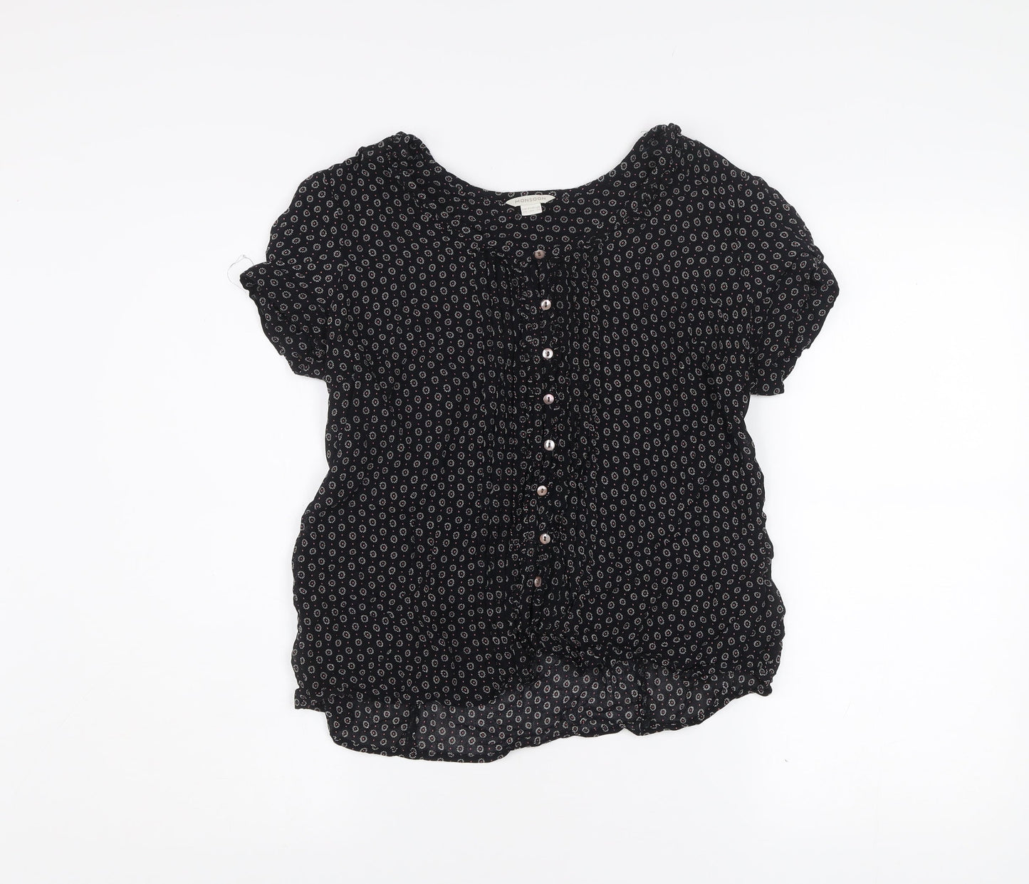 Monsoon Womens Black Viscose Blouse Size 14 Tunic Work Casual