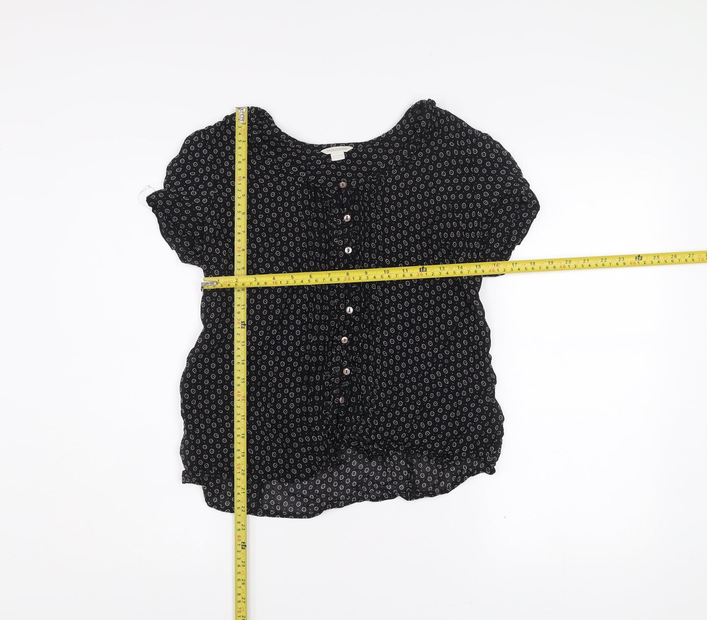 Monsoon Womens Black Viscose Blouse Size 14 Tunic Work Casual