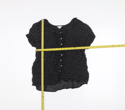 Monsoon Womens Black Viscose Blouse Size 14 Tunic Work Casual