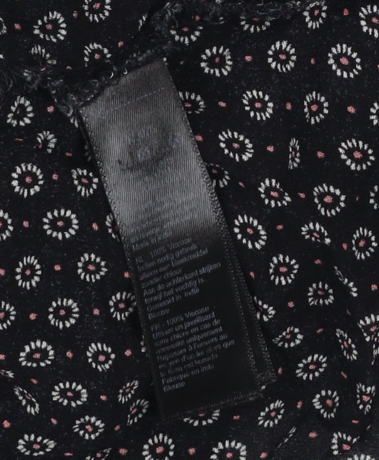 Monsoon Womens Black Viscose Blouse Size 14 Tunic Work Casual