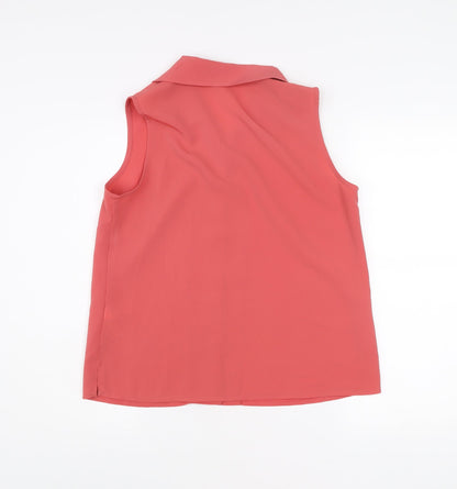 BHS Women’s Pink Sleeveless Collared Blouse Size 12