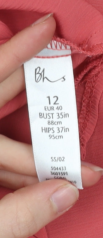 BHS Women’s Pink Sleeveless Collared Blouse Size 12
