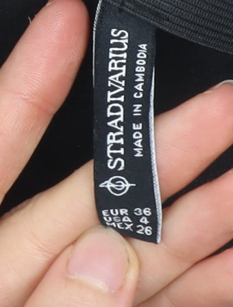 Stradivarius Women’s Black Faux Leather Leggings Size 8 Slim Fit