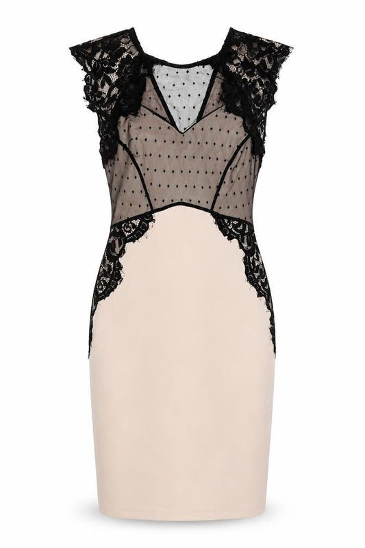 Next Petite Women’s Beige Black Lace Sheath Dress Size 12