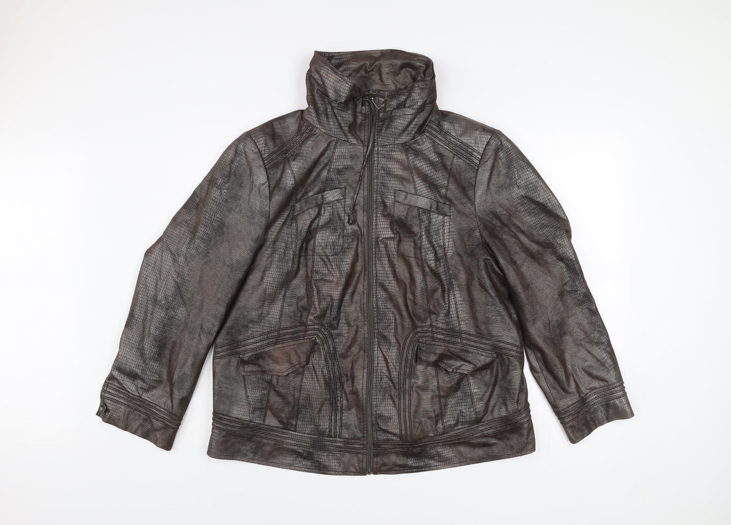 Bianca Unisex Brown Polyester Mid-Length Zip Jacket Size 20