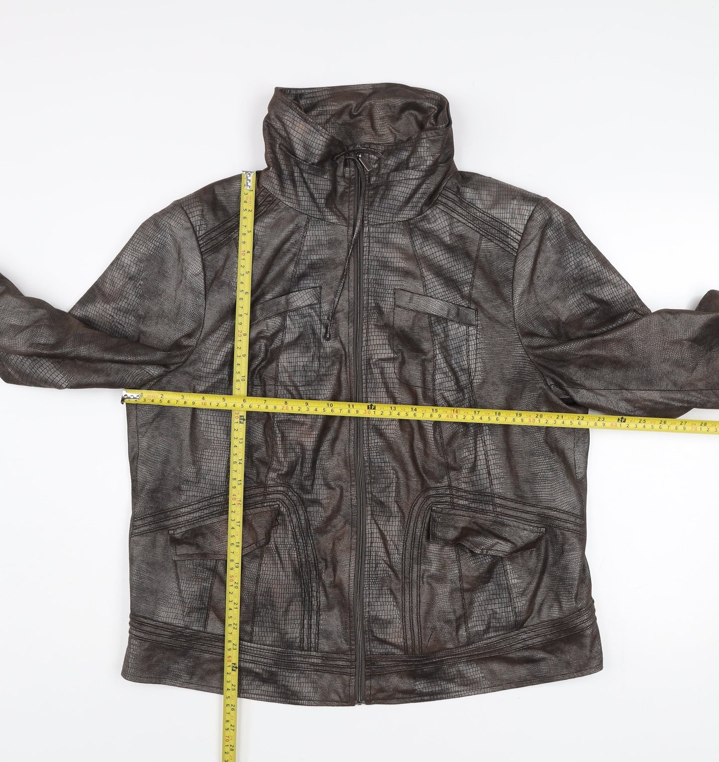 Bianca Unisex Brown Polyester Mid-Length Zip Jacket Size 20