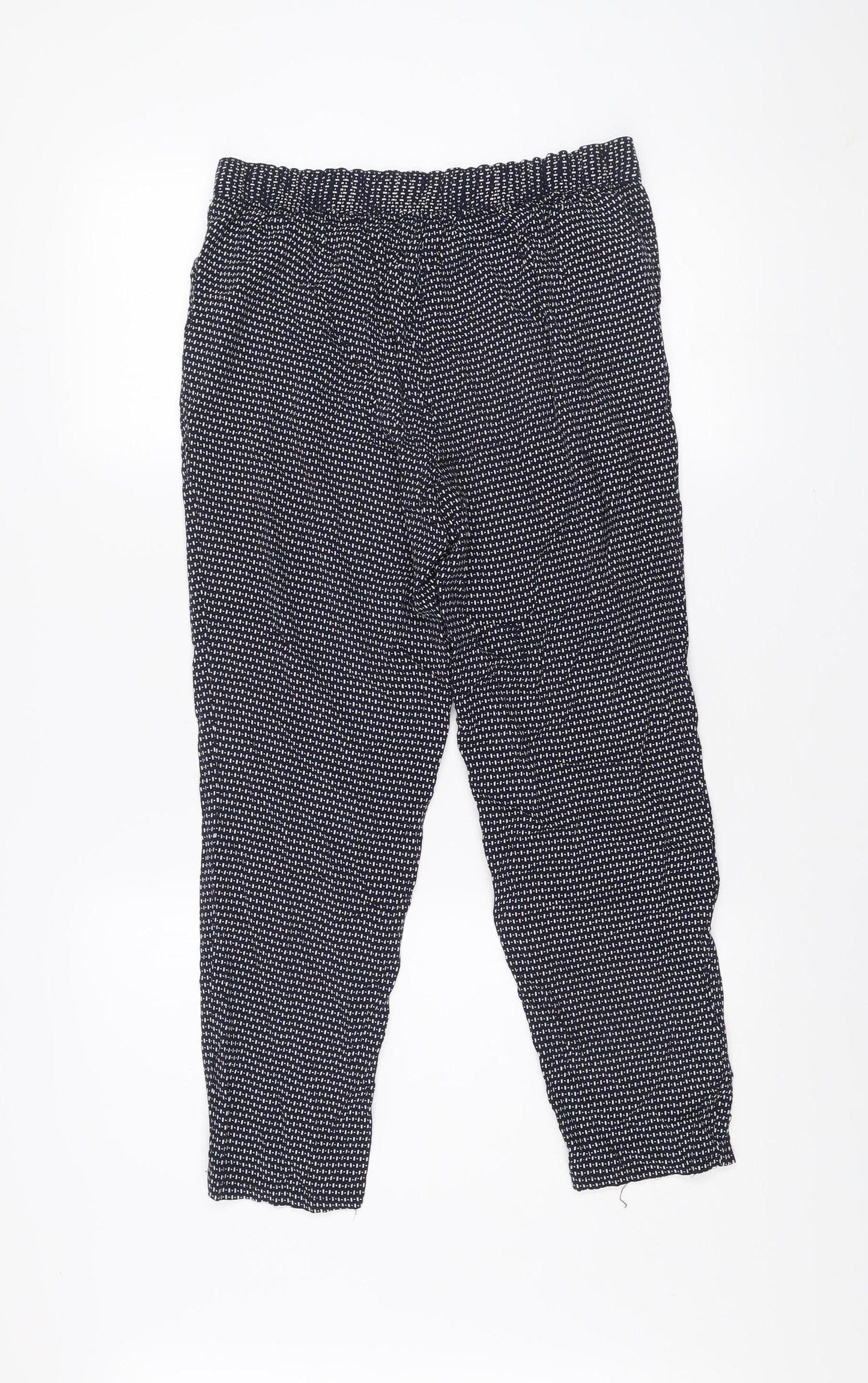 Papaya Women Blue Geometric Viscose Trousers Size 10