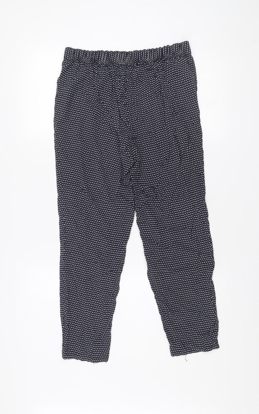 Papaya Women Blue Geometric Viscose Trousers Size 10