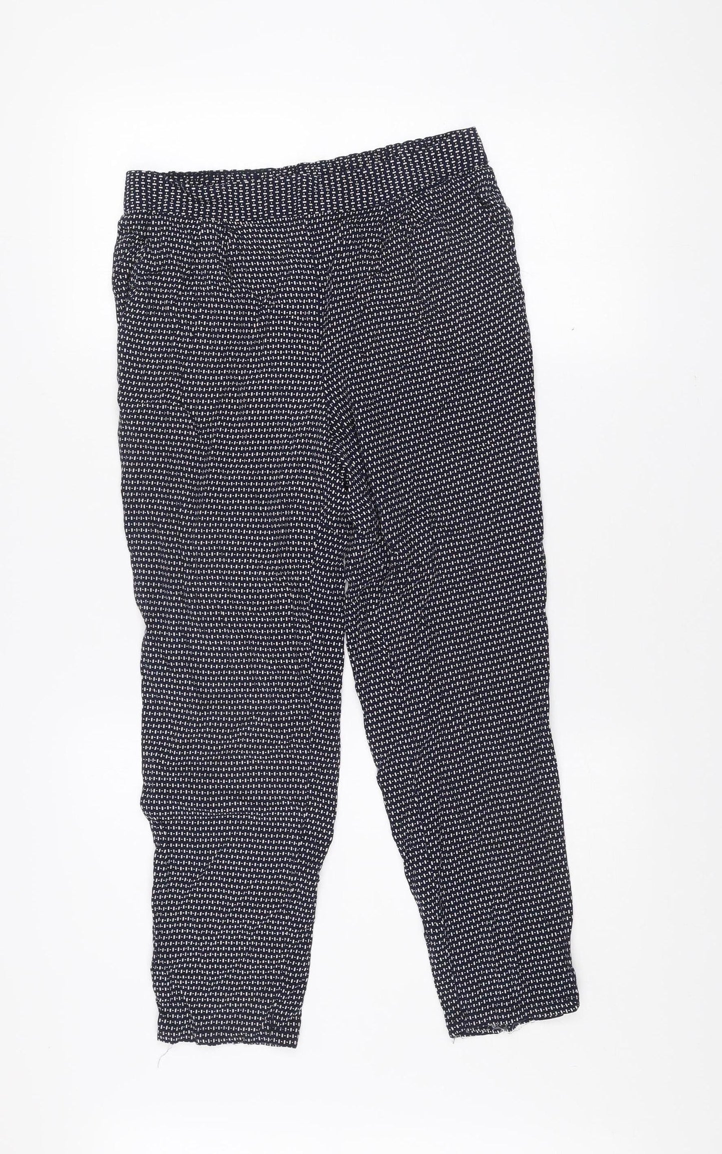Papaya Women Blue Geometric Viscose Trousers Size 10