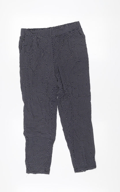 Papaya Women Blue Geometric Viscose Trousers Size 10
