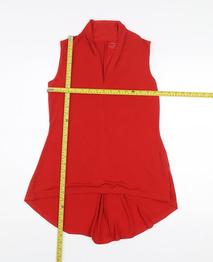 Grace Womens Red Sleeveless Tunic Blouse Top Size S V-Neck