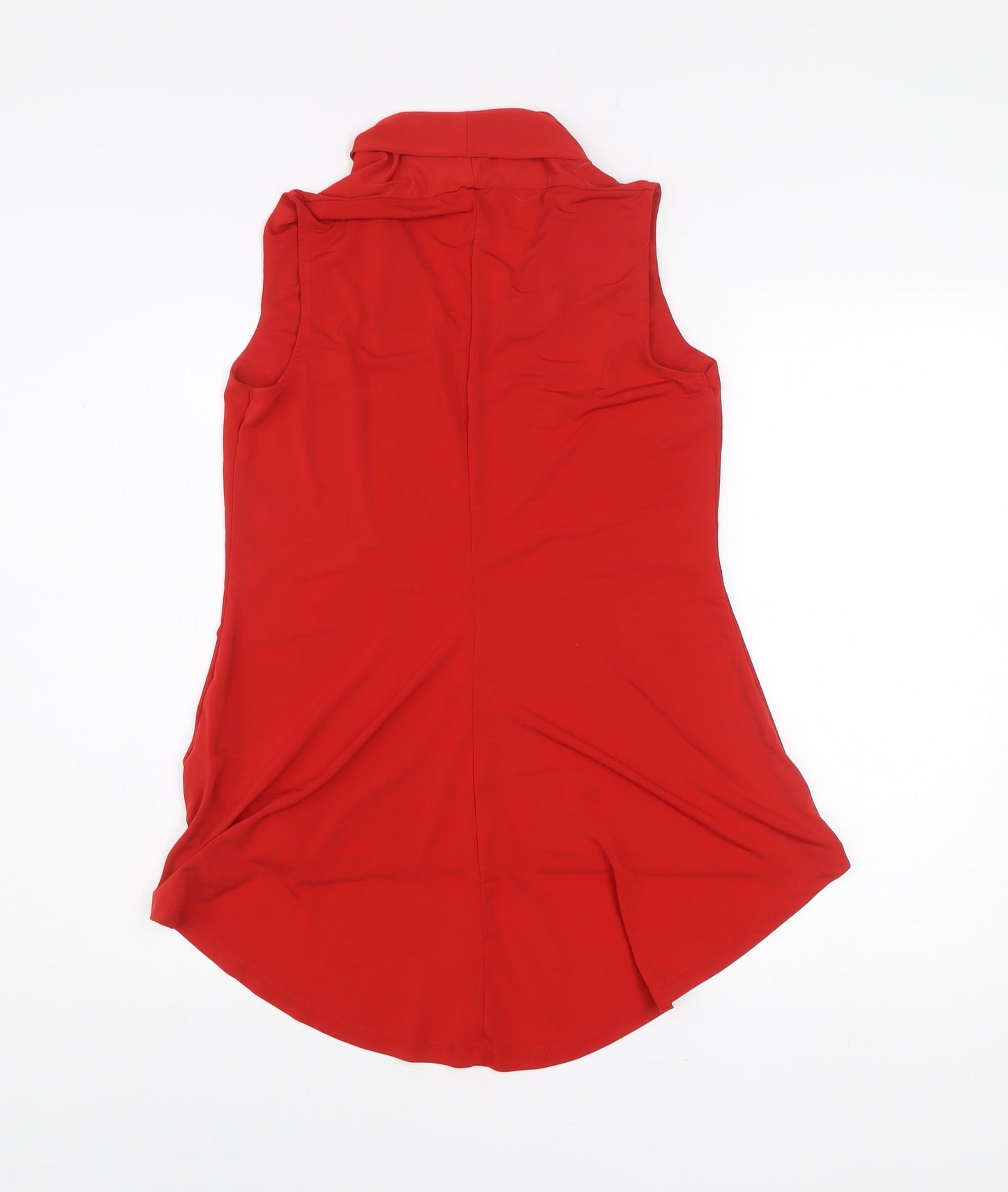 Grace Womens Red Sleeveless Tunic Blouse Top Size S V-Neck