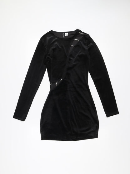 H&M Women’s Black Velvet Sequin Bodycon Mini Dress Size 8