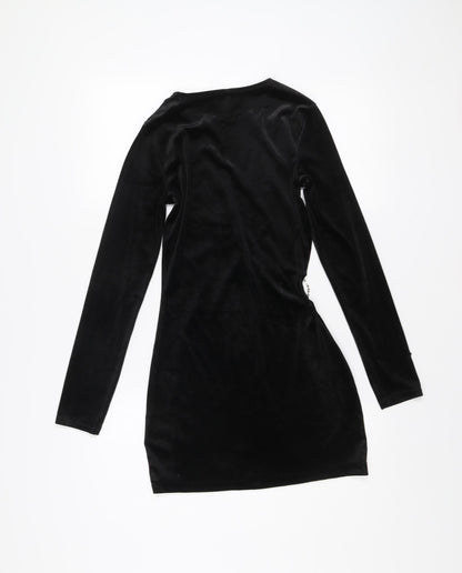 H&M Women’s Black Velvet Sequin Bodycon Mini Dress Size 8