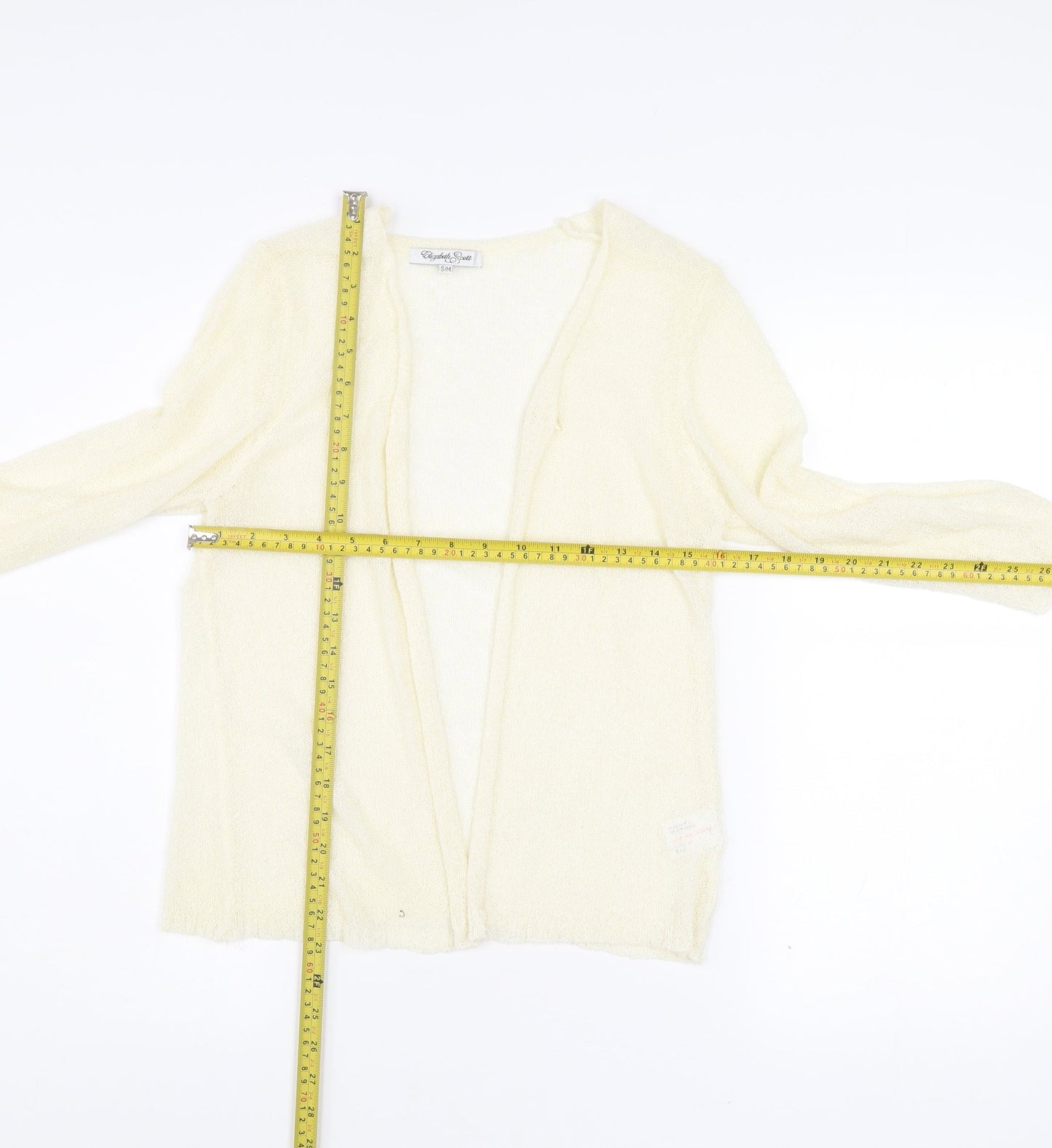 Elizabeth Scott Women’s Ivory Open Knit Cardigan S/M 3/4 Sleeve