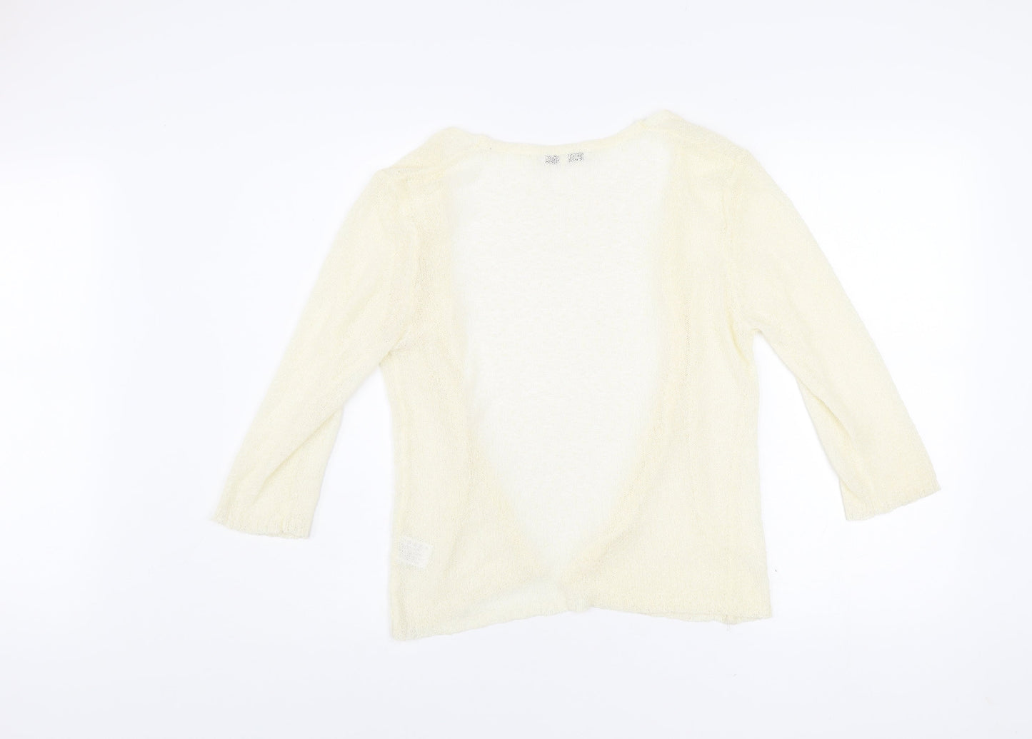 Elizabeth Scott Women’s Ivory Open Knit Cardigan S/M 3/4 Sleeve