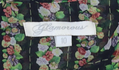 Glamorous Women’s Multicoloured Floral Chiffon Blouse Size 10