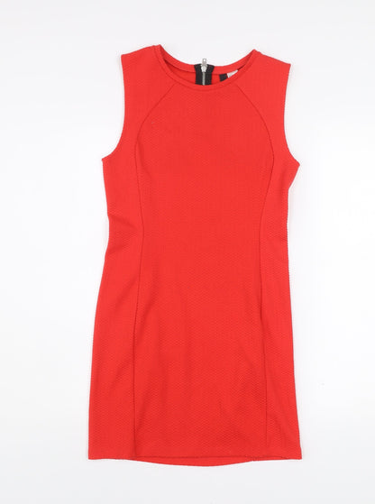 H&M Divided Women's Red Bodycon Knee Length Sleeveless Dress Size 10