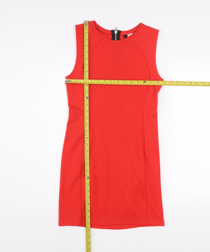 H&M Divided Women's Red Bodycon Knee Length Sleeveless Dress Size 10