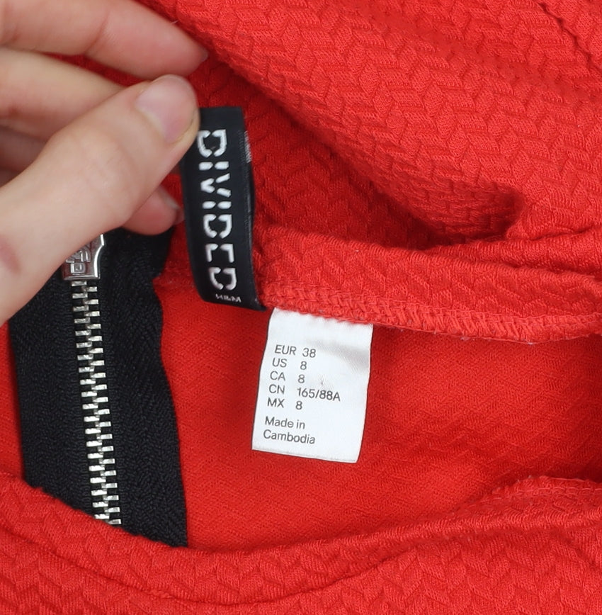 H&M Divided Women's Red Bodycon Knee Length Sleeveless Dress Size 10