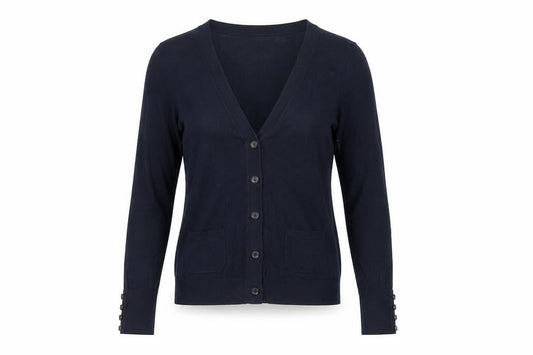 Ann Taylor Loft Womens Blue Cardigan Small V-Neck Knit Cotton Modal