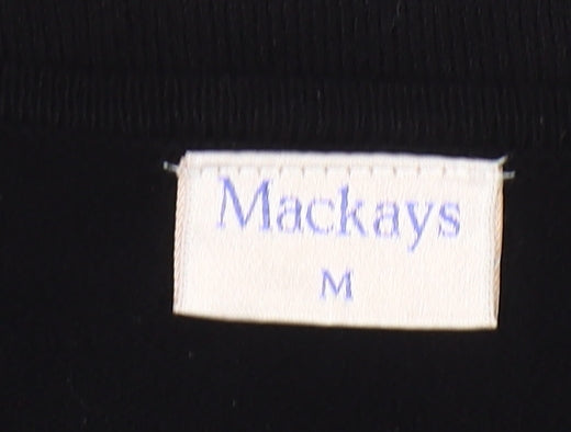 Mackays Women's Black Medium Cardigan Jumper Embroidered Knit Long Sleeve