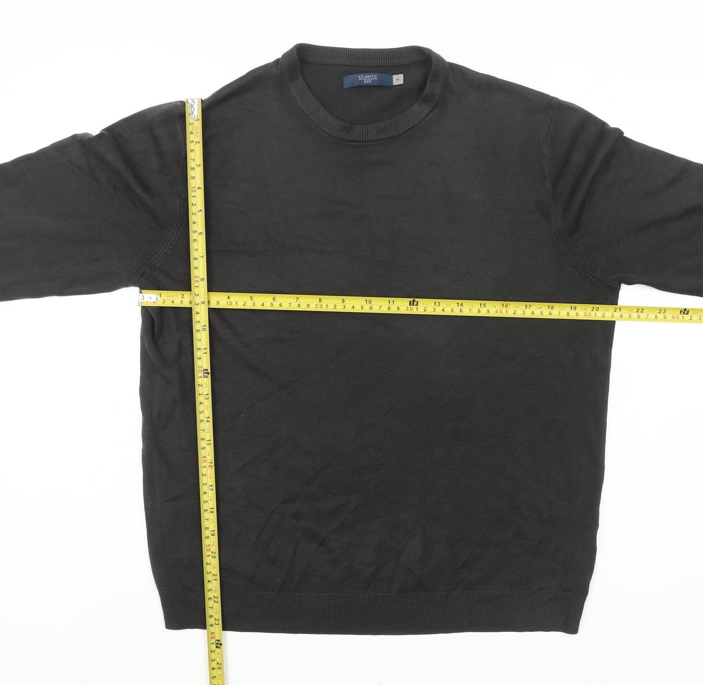 Atlantic Bay Men's Black M Pullover Crew Neck Jumper Acrylic Knit