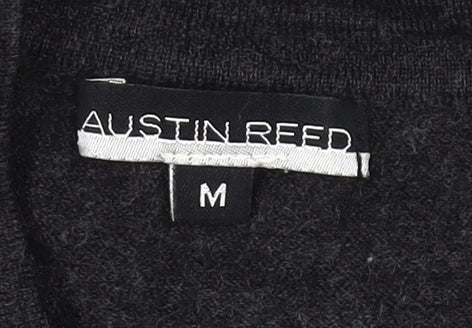 Austin Reed Womens Black Wool Henley Jumper Size M V-Neck Long Sleeve
