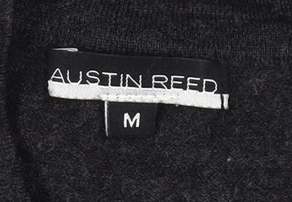 Austin Reed Womens Black Wool Henley Jumper Size M V-Neck Long Sleeve