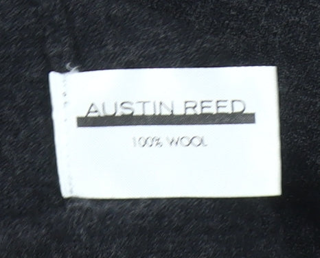 Austin Reed Womens Black Wool Henley Jumper Size M V-Neck Long Sleeve