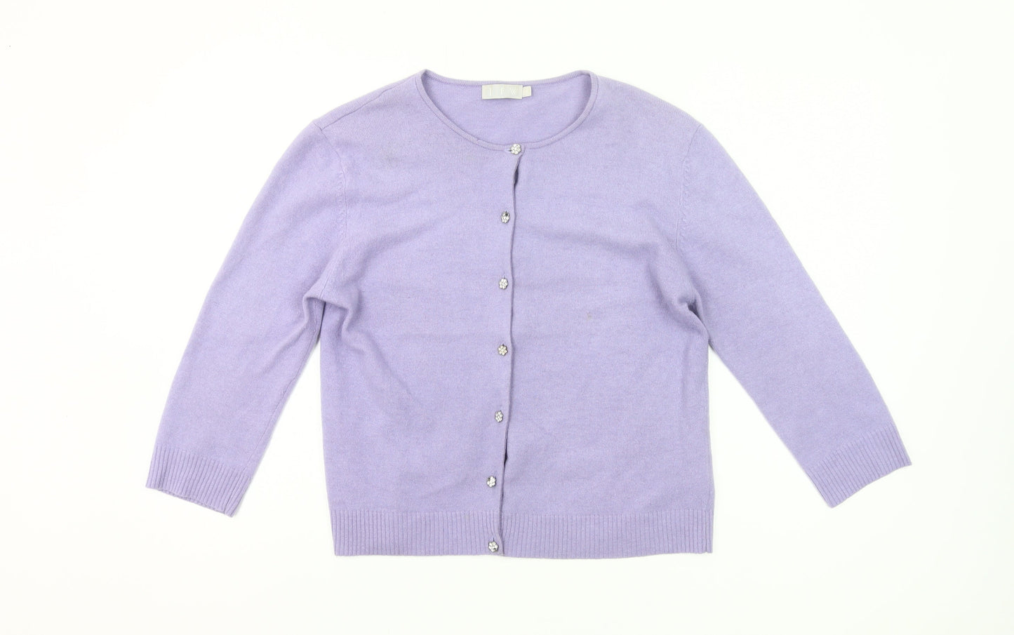 IFW Women’s Purple Wool Angora Blend Cardigan M 3/4 Sleeve