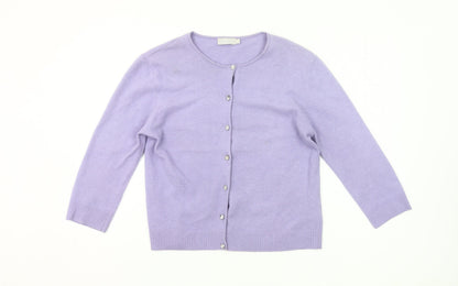 IFW Women’s Purple Wool Angora Blend Cardigan M 3/4 Sleeve