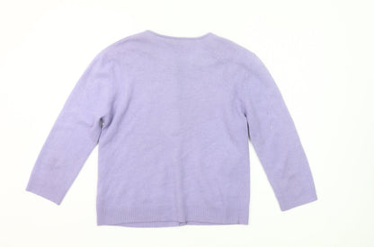 IFW Women’s Purple Wool Angora Blend Cardigan M 3/4 Sleeve