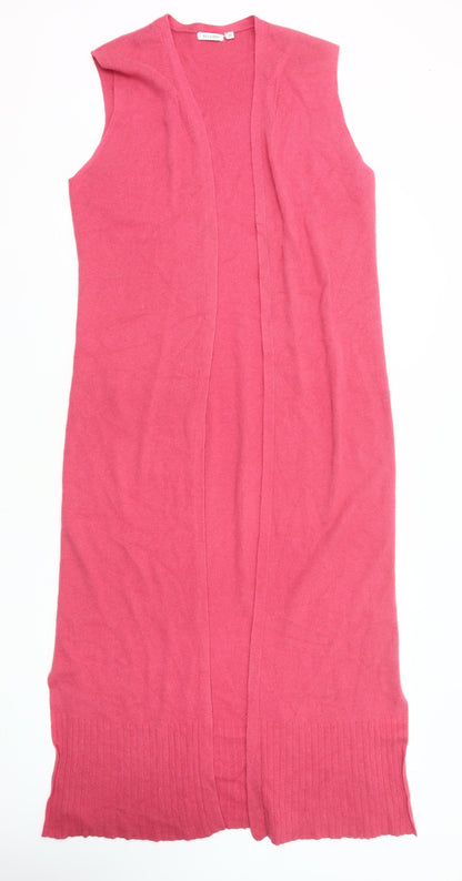 Bellino Women’s Pink Sleeveless Long Cardigan Size 16 Knit V-Neck